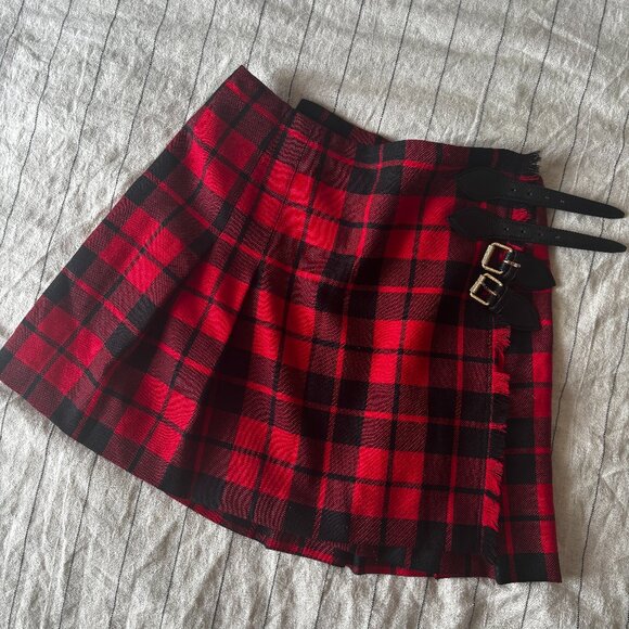Burberry Brit Tartan Red Kilt Skirt - Picture 1 of 5